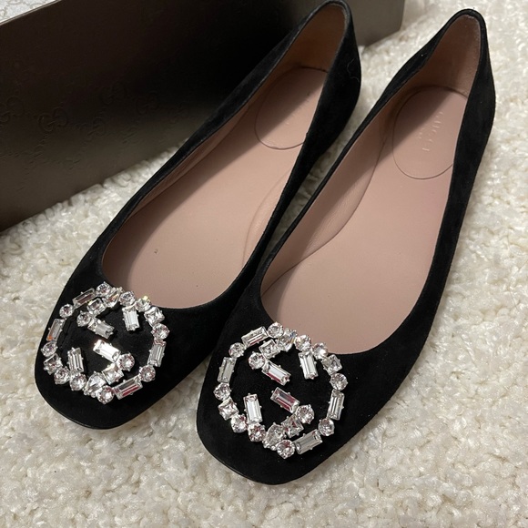 Gucci Loafers Black Velvet Sz 37 - Picture 3 of 9